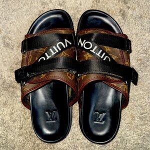 Louis Vuitton Monogram Canvas And Nylon Honolulu Flat Sandals